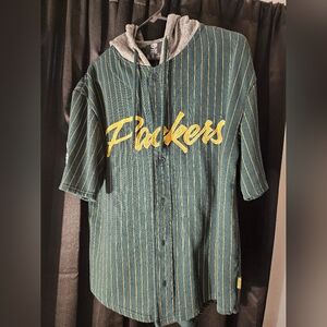 Rare Green Bay Packers Hoodie Adult Small Short Sleeve Pinstripe Sewn Jersey Men